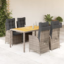 5-Delige Tuinset Met Kussens Poly Rattan Grijs