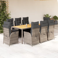 5-Delige Tuinset Met Kussens Poly Rattan Grijs