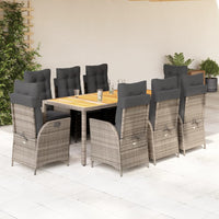 5-Delige Tuinset Met Kussens Poly Rattan Grijs