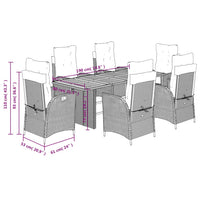 7-Delige Tuinset Met Kussens Poly Rattan