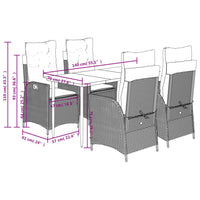 5-Delige Tuinset Met Kussens Poly Rattan Grijs