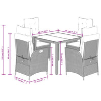5-Delige Tuinset Met Kussens Poly Rattan