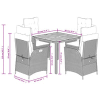 5-Delige Tuinset Met Kussens Poly Rattan