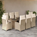 9-Delige Tuinset Met Kussens Poly Rattan