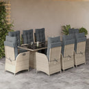 9-Delige Tuinset Met Kussens Poly Rattan