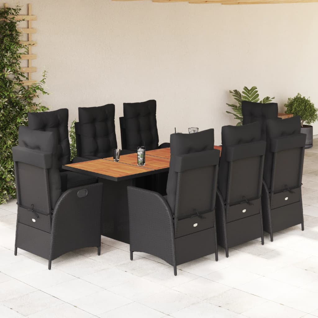 9-Delige Tuinset Met Kussens Poly Rattan