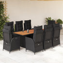 9-Delige Tuinset Met Kussens Poly Rattan