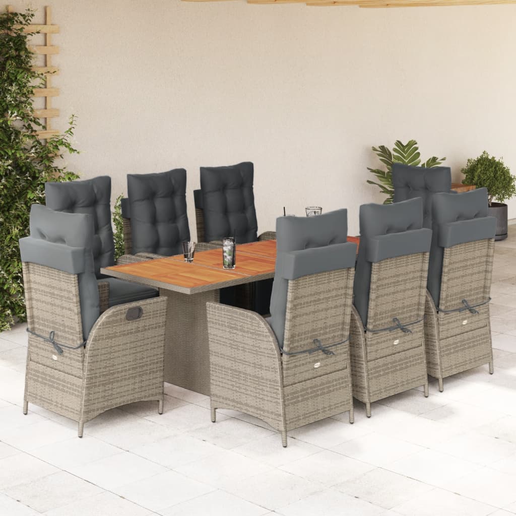 9-Delige Tuinset Met Kussens Poly Rattan