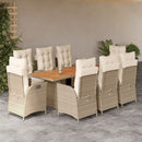 9-Delige Tuinset Met Kussens Poly Rattan