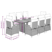 9-Delige Tuinset Met Kussens Poly Rattan