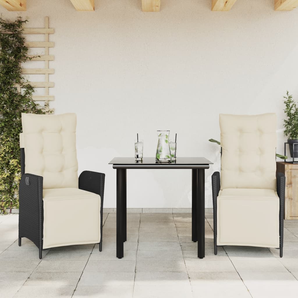 5-Delige Tuinset Met Kussens Poly Rattan Zwart