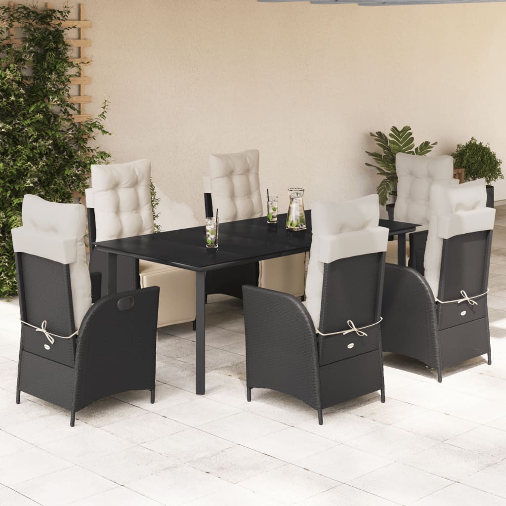 5-Delige Tuinset Met Kussens Poly Rattan Zwart