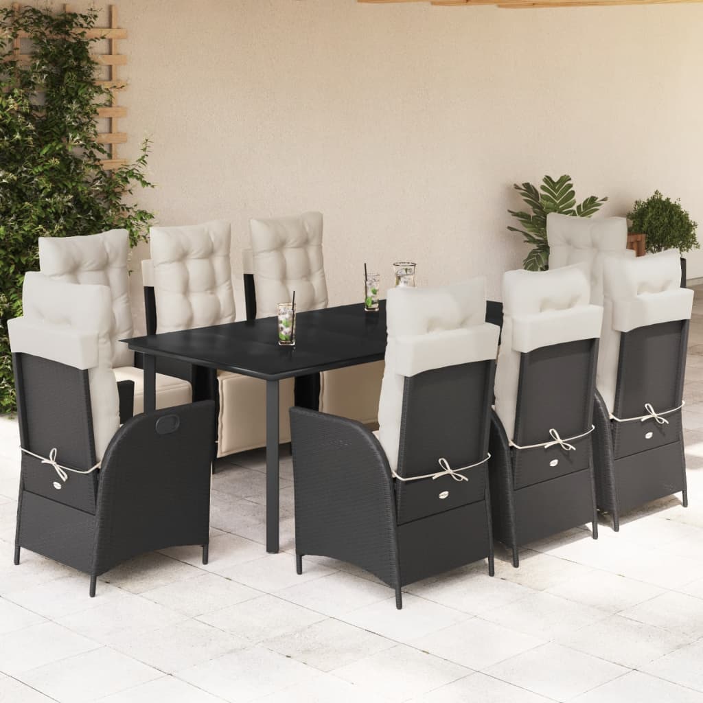 5-Delige Tuinset Met Kussens Poly Rattan Zwart