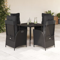 3-Delige Tuinset Met Kussens Poly Rattan Zwart