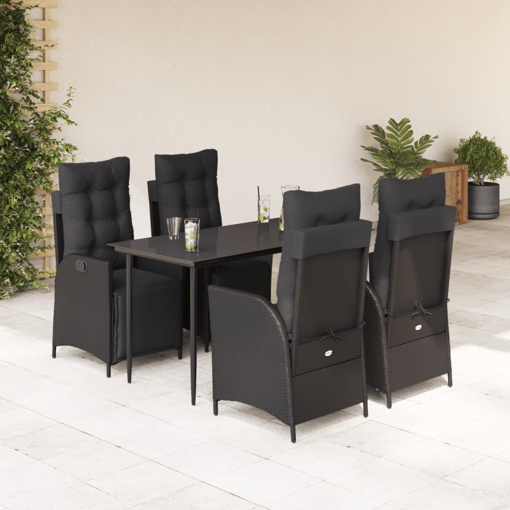3-Delige Tuinset Met Kussens Poly Rattan Zwart