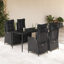 3-Delige Tuinset Met Kussens Poly Rattan Zwart