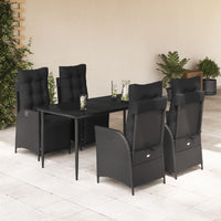 3-Delige Tuinset Met Kussens Poly Rattan Zwart