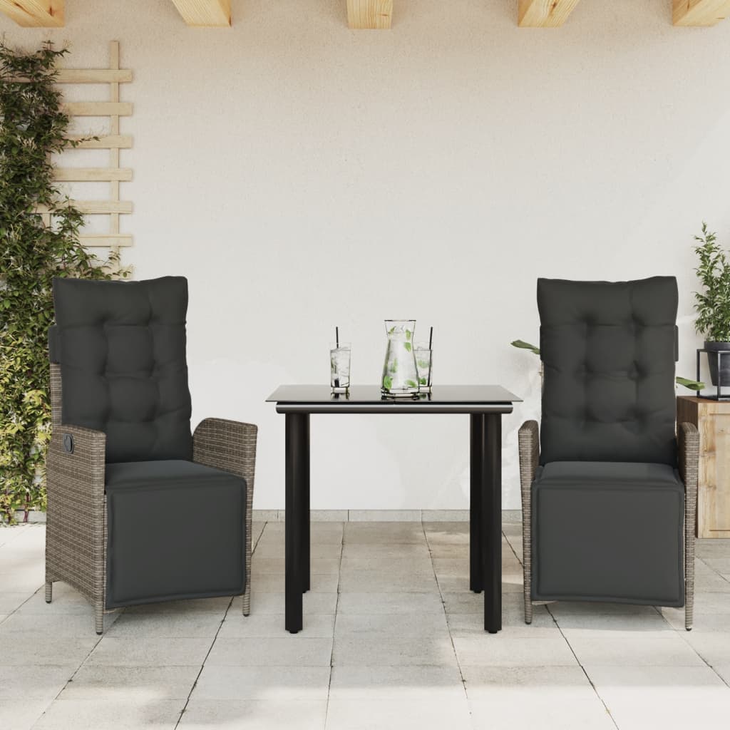 5-Delige Tuinset Met Kussens Poly Rattan Grijs