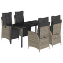 5-Delige Tuinset Met Kussens Poly Rattan Grijs
