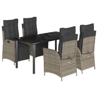 5-Delige Tuinset Met Kussens Poly Rattan Grijs