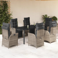 5-Delige Tuinset Met Kussens Poly Rattan Grijs