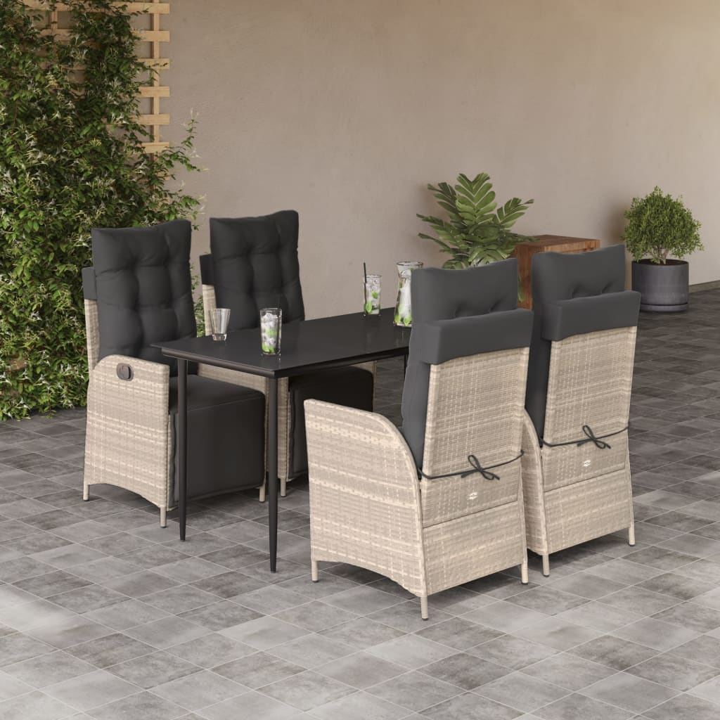 7-Delige Tuinset Met Kussens Poly Rattan Grijs