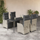 7-Delige Tuinset Met Kussens Poly Rattan Grijs