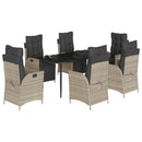 7-Delige Tuinset Met Kussens Poly Rattan Grijs