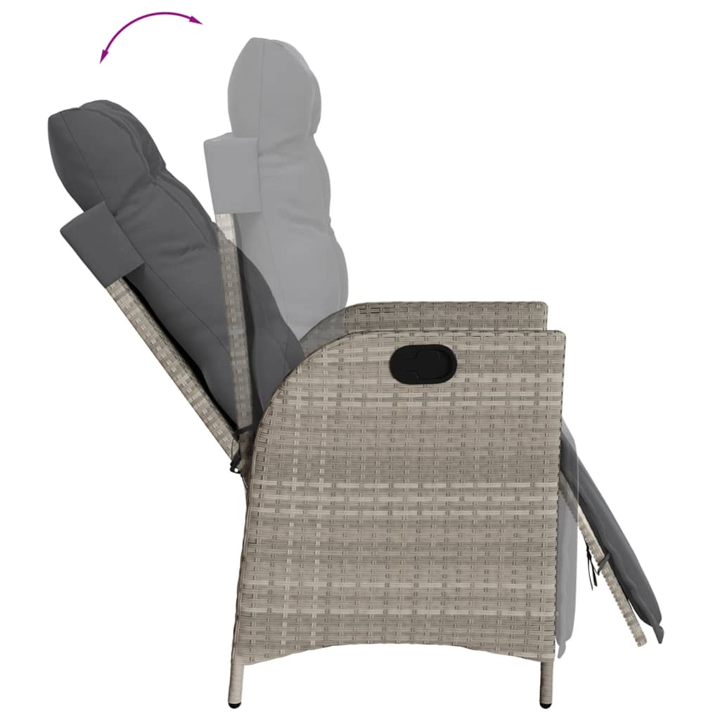 3-Delige Tuinset Met Kussens Poly Rattan Lichtgrijs
