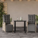 3-Delige Tuinset Met Kussens Poly Rattan Lichtgrijs