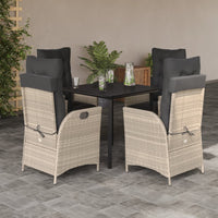 3-Delige Tuinset Met Kussens Poly Rattan Lichtgrijs