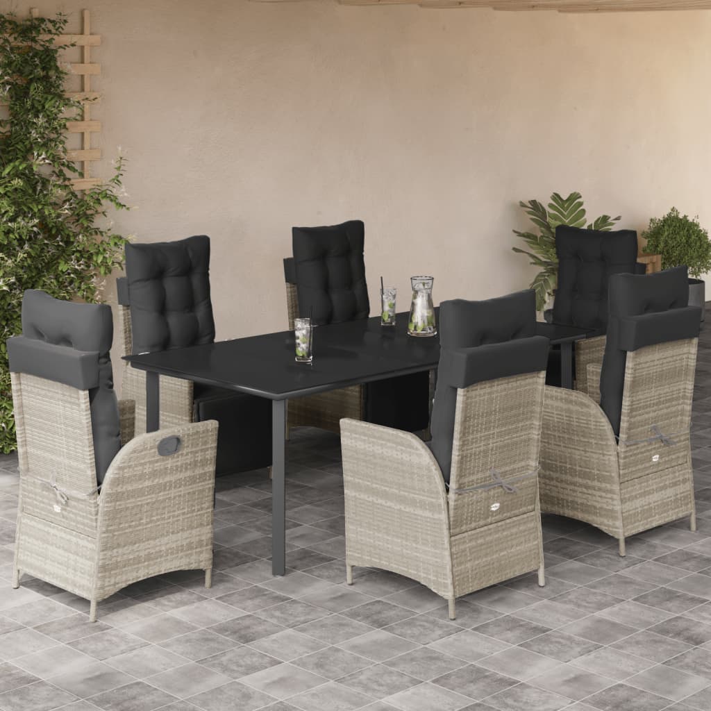 3-Delige Tuinset Met Kussens Poly Rattan Lichtgrijs
