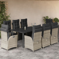3-Delige Tuinset Met Kussens Poly Rattan Lichtgrijs
