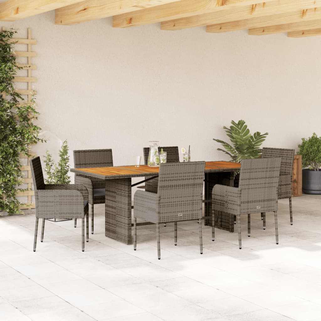 7-Delige Tuinset Met Kussens Poly Rattan