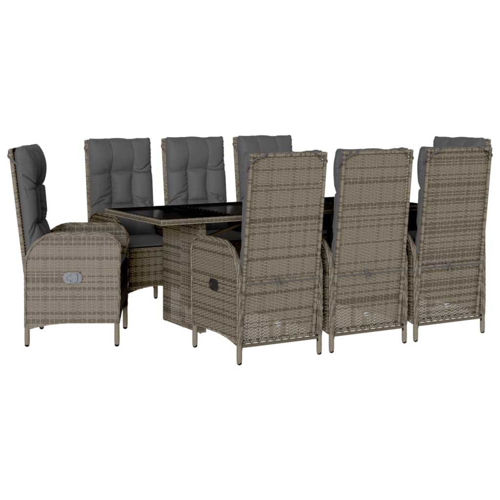 9-Delige Tuinset Met Kussens Poly Rattan