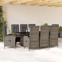 9-Delige Tuinset Met Kussens Poly Rattan