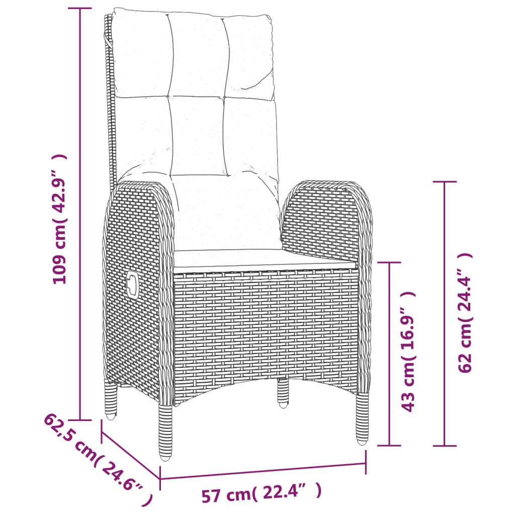 9-Delige Tuinset Met Kussens Poly Rattan
