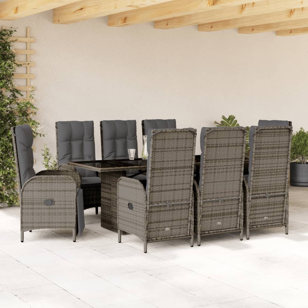 9-Delige Tuinset Met Kussens Poly Rattan