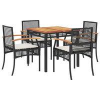 5-Delige Tuinset Met Kussens Poly Rattan Zwart