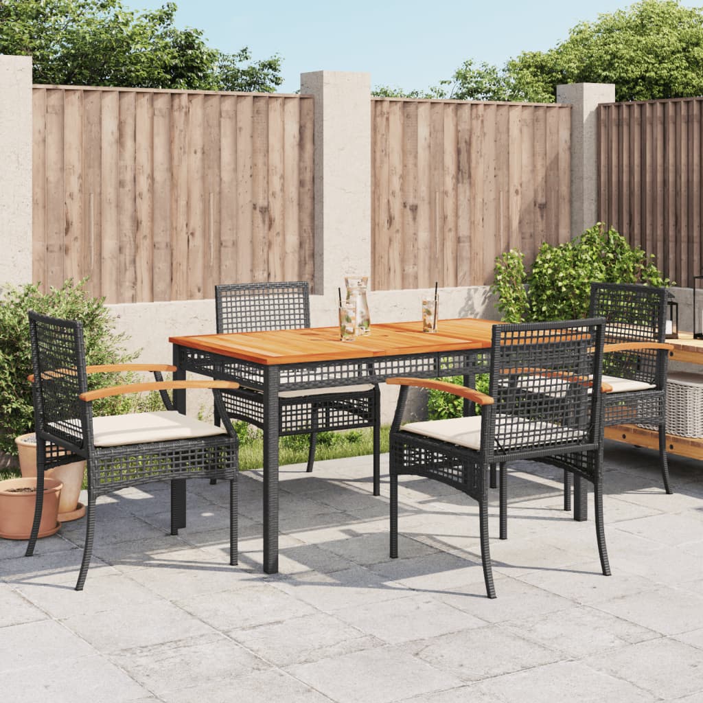 5-Delige Tuinset Met Kussens Poly Rattan Zwart