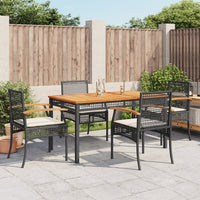 5-Delige Tuinset Met Kussens Poly Rattan Zwart