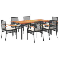 7-Delige Tuinset Met Kussens Poly Rattan Zwart