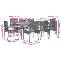 9-Delige Tuinset Poly Rattan Zwart