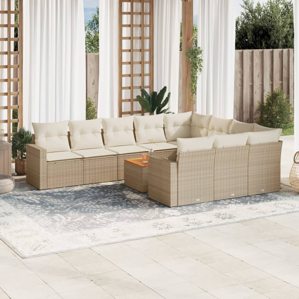 11-Delige Tuinset Met Kussens Poly Rattan