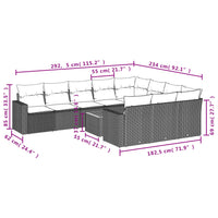 11-Delige Tuinset Met Kussens Poly Rattan