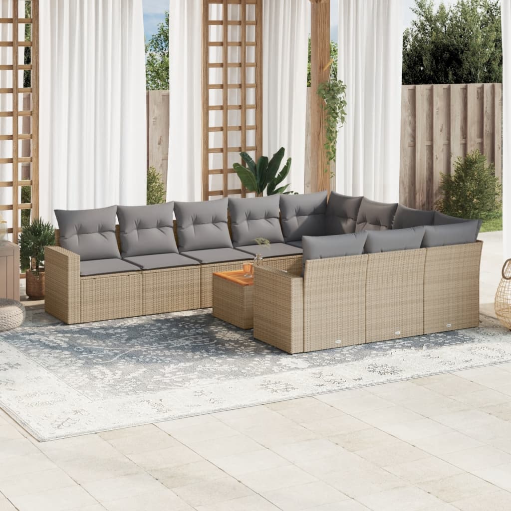 11-Delige Tuinset Met Kussens Poly Rattan