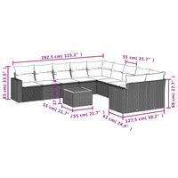 11-Delige Tuinset Met Kussens Poly Rattan