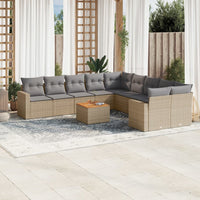 11-Delige Tuinset Met Kussens Poly Rattan