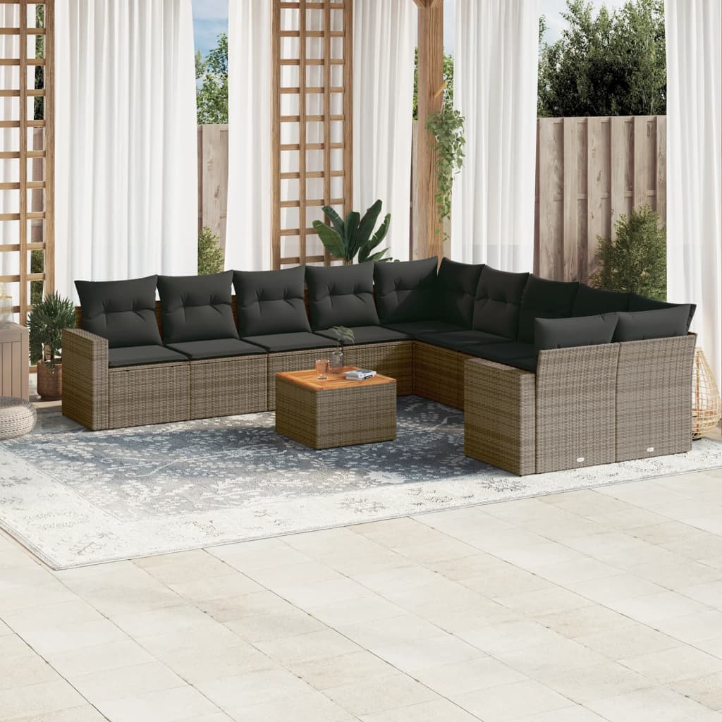 11-Delige Tuinset Met Kussens Poly Rattan