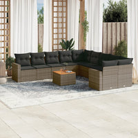 11-Delige Tuinset Met Kussens Poly Rattan